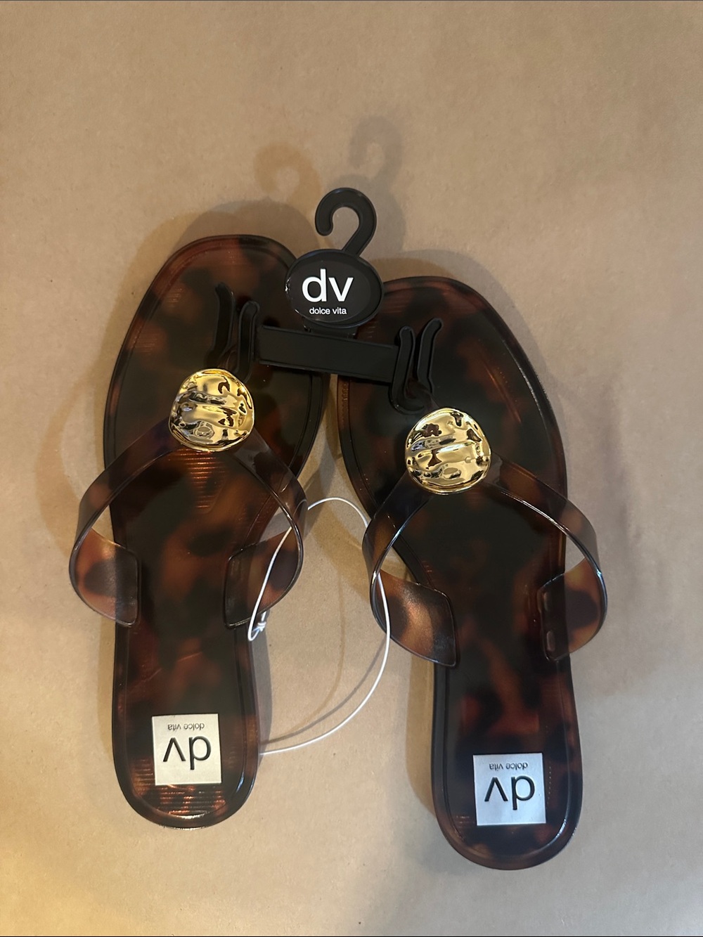 DV by Dolce Vita Tortoiseshell Jelly Sandals with Gold Medallions